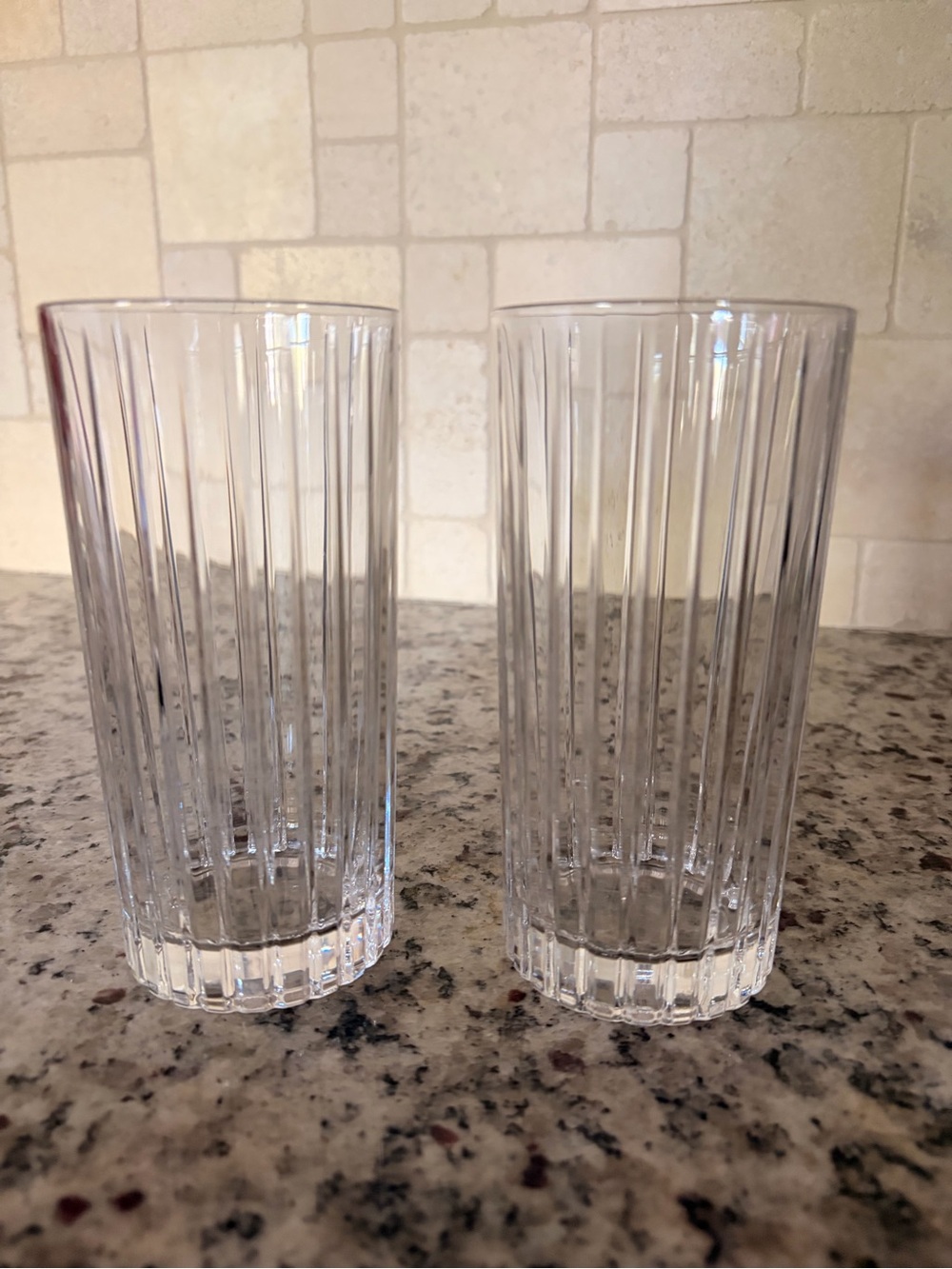 Beautiful Crystal Ribbed Tumbler Glasses - Set of 2